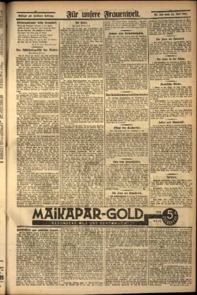 Zweite Ausgabe vom Freitag, den 22. Juli 1927.