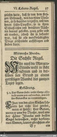 Mittwochs Abends. Die Sechste Regel