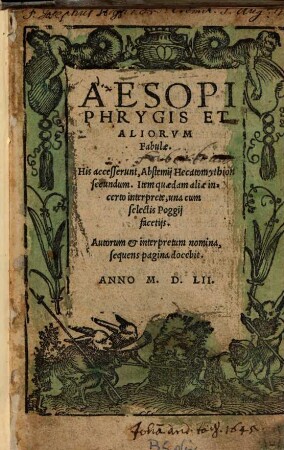 Aesopi Phrygis et aliorum fabulae