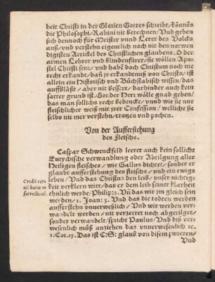 Von der Aufferstehung des Fleischs.