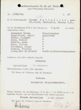 Mattmüller, Frieda