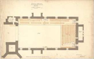 Dolmetsch, Heinrich; Blaubeuren; Ev. Stadtkirche, Restaurierung - Alter Zustand - Schiff mit Emporen (Grundriss)