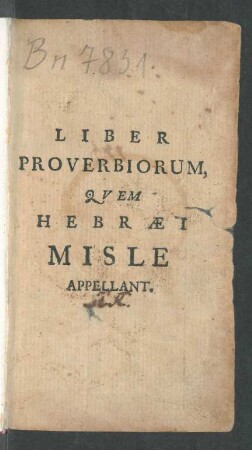 Liber Proverbiorum, Quem Hebraei Misle Appellant