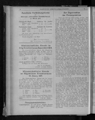 Aerztliche Fortbildungskurse im Altonaer städtischen Krankenhause im Winter 1918.