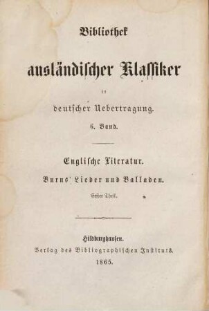 Robert Burns' Lieder und Balladen, 1