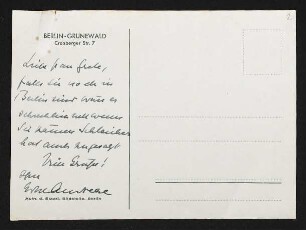 Brief von Edith Andreae an Margarete Hauptmann
