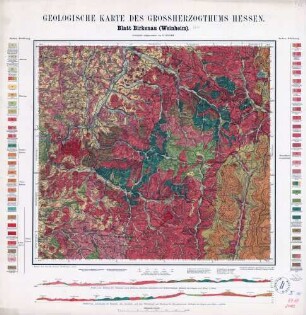 [6418] Birkenau (Weinheim), Geologische Karte des Grossherzogthums Hessen