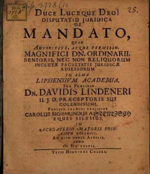 Disp. iur. de mandato