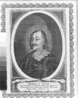 Bildnis Jan de Crane, S. 394. Kupferstich; 195 x 150 mm (Bildspiegel). Aus: Theatri Europaei ... Sechster und letzter Theil. 1647-1651. Franckfurth, M., Matthäi Merians sel. Erben. Dresden: SLUB Hist.univ.B.0062