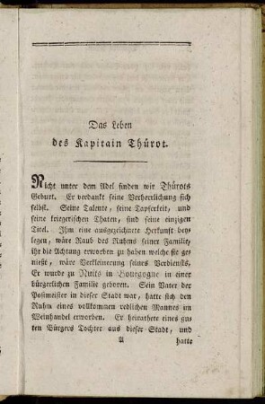 Das Leben des Kapitain Thürot.