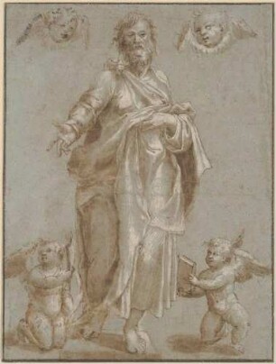 Stehender Bartholomäus mit vier Engeln