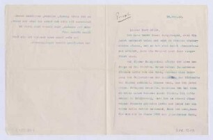 Schreiben an Emil Orlik (Brief)