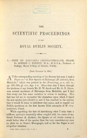 The scientific proceedings of the Royal Dublin Society. 5, 5. 1886/87