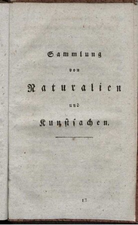 Sammlung von Naturalien und Kunstsachen