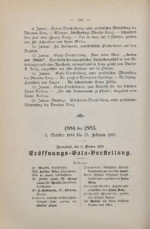 1884 bis 1885, 11. October 1884 bis 25. Februar 1885