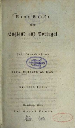 Neue Reise durch England und Portugal, 2 (1803)
