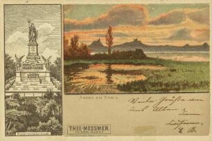 Niederwalddenkmal. - Abend am Rhein.
