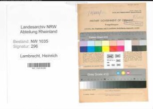 Entnazifizierung Heinrich Lambrecht , geb. 01.08.1911 (Maschinist)