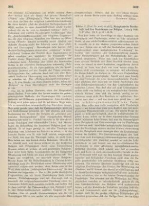 302-303 [Rezension] Köhler, Fritz, Metaphysische Psychologie und ihre Beziehungen zur Religion