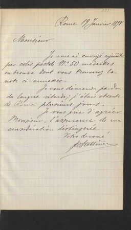 Briefe von P. Stettiner, Rom : 19.01.1898 - 01.02.1898