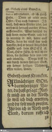 Gebeth eines Krancken
