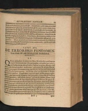 Caput XVI. De Erroribus Fundamentalibus In Articulo De Persona Christi.