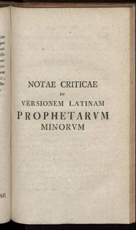 Notae Criticae In Versionem Latinam Prophetarum Minorum