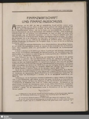 Finanzwirtschaft und Finanz-Ausschuss