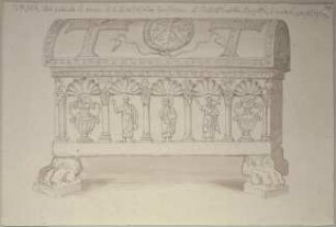 Sarkophag in der Metropolitankirche in Ravenna mit den Gebeinen des Heiligen Barbaziano, Beichtvater der Galla Placidia