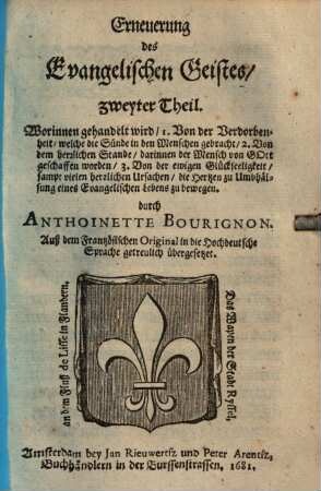 Die Erneuerung Des Evangelischen Geistes : Auß dem Frantzösischen Original in die Hochdeutsche Sprache ... übergesetzet, 2.