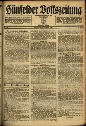 Ausgabe vom Freitag, den 18. Februar 1921.