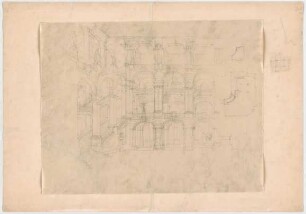 Thiersch, Friedrich von; München; Justizpalast - Vorhalle (Perspektive); Teilgrundrisse