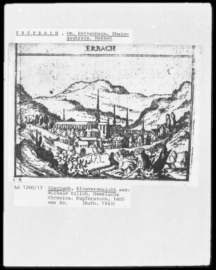 Ansicht der Ehemaligen Zisterzienserabtei in Eberbach (Hattenheim) aus Wilhelm Dilich: Hessische Chronica