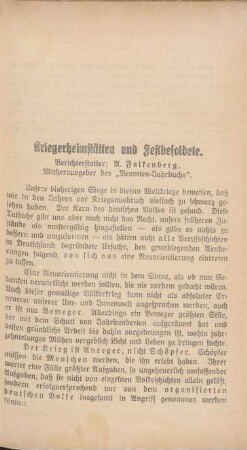 Kriegerheimstätten und Feldbesoldete
