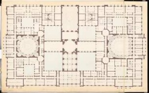 Preußisches Parlament, Berlin Schinkelwettbewerb 1868: Grundriss 2. Obergeschoss; Maßstabsleiste