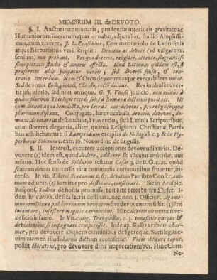 Membrum III. De Devoto.