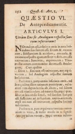 Quaestio VI. De Antepraedicamentis.