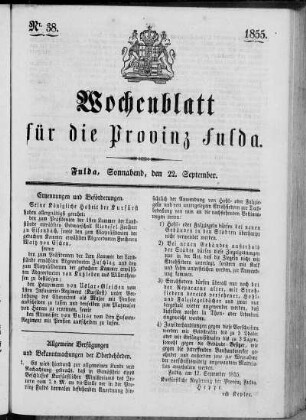 Nr. 38, Ausgabe vom 22. September 1855