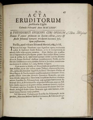 N. II. [...] Calendis Februarii Anno M DC LXXXV.