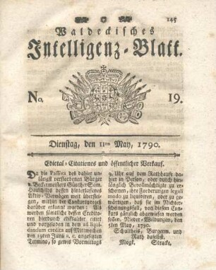 No. 19, Dienstag, den 11ten May, 1790