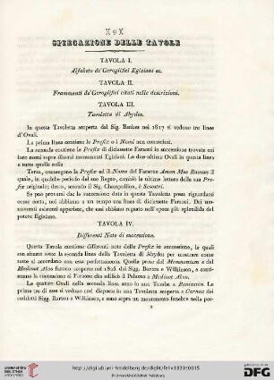 Spiegazione delle tavole