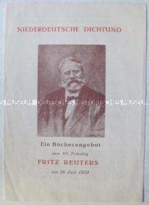 Werbeprospekt der Buchhandlung "Das gute Buch" Berlin für Werke von Fritz Reuter