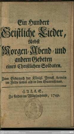 Ein Hundert Geistliche Lieder