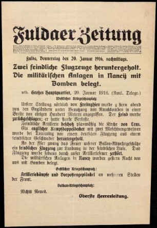 Ausgabe vom Donnerstag, den 20. Januar 1916.