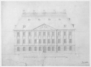 Zabeltitz, Palais: Entwurf für die Erneuerung um 1730, Gartenseite