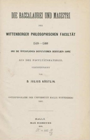 Die Baccalaurei und Magistri...1548-1560