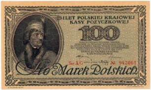 Geldschein, 100 Polnische Mark, 15.2.1919