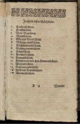 Innhalt dises Büchleins