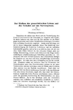 Der Einfluss des grossstädtischen Lebens und des Verkehrs aus das Nervensystem : (Fortsetzung und Schluss)