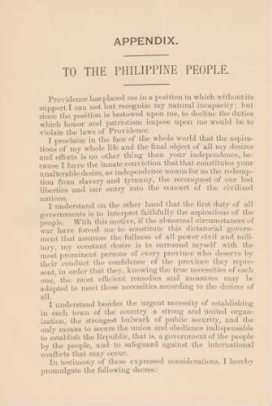 Appendix. To the Philippine people